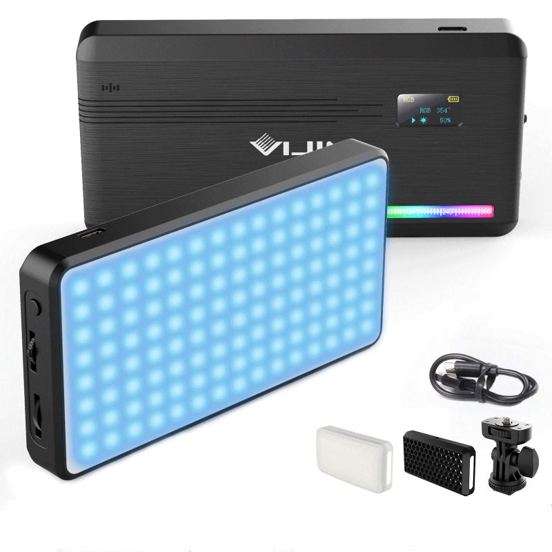 VIJIM VL196 RGB LED Video Light with Adjustable Stand,Dimmable 2500K-9000K Full Color 20 Lighting Effect Modes Camera LED Lights, Portable Photography Lighting with Softbox and Honeycomb Frame - Image 1